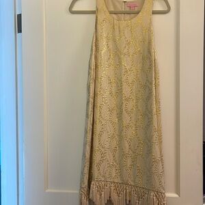 Lilly Pulitzer beautiful gold brocade cocktail dress.